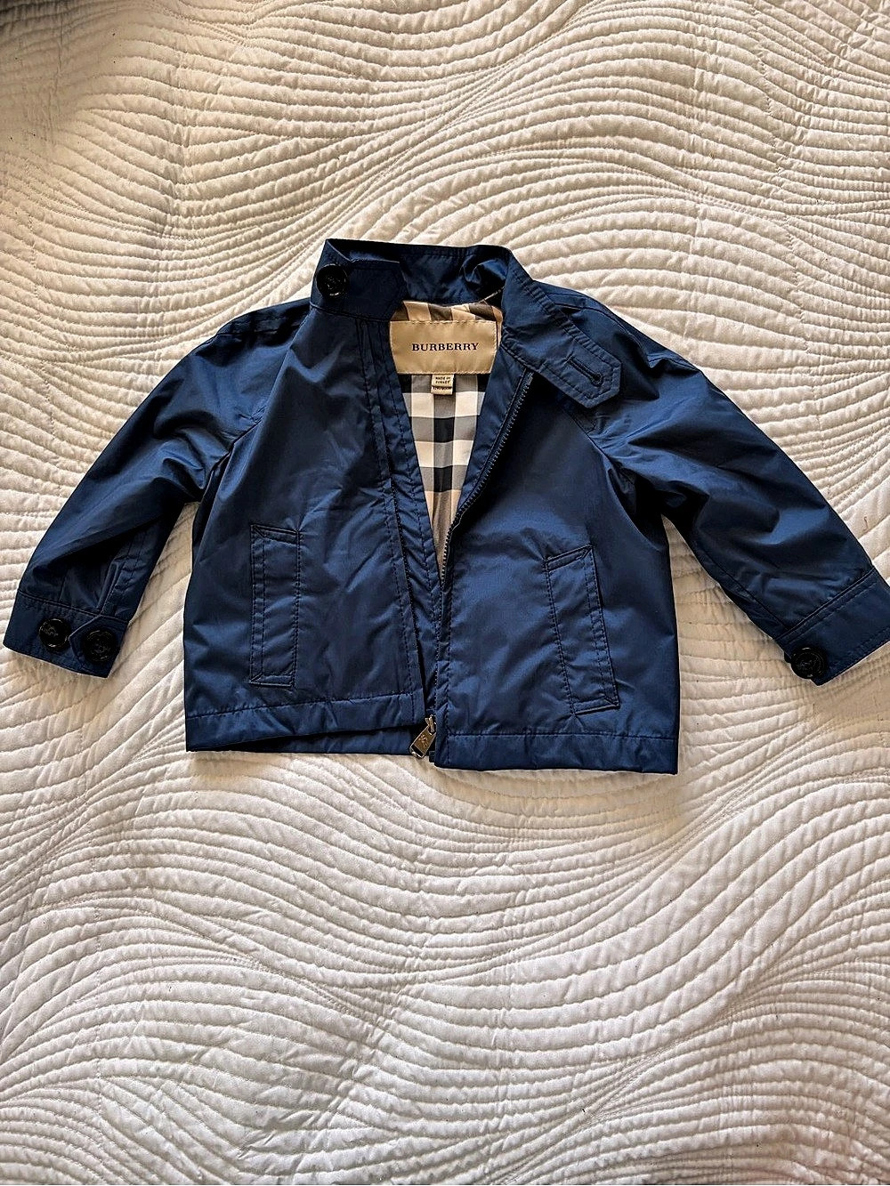 Burberry Kids Blue Plaid-Lined Jacket (12 months/80cms)